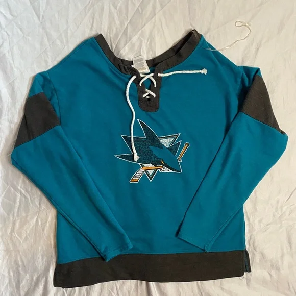 San Jose Sharks Women’s Off The Shoulder Sweater - Picture 2 of 8